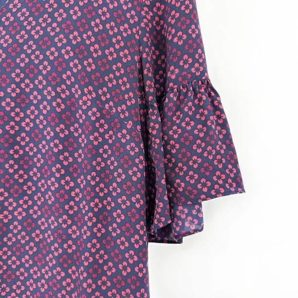 Madewell Purple, Pink & Navy Bell Sleeve Silk Mini Dress - Picture 3 of 8